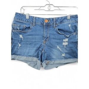 SO Shortie Denim Shorts Distressed Cuffed Hem Casual Blue‎ Jean Size 9